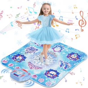 Dance Mat Toys Girl Gift: 8-Button Frozen Dance Pad Wireless Bluetooth Electronic Dance Game for Kids with 4 Game Modes LED Light Built-in Music Birthday Gifts for 3 4 5 6 7 8 9 10+ Years Old Girls