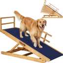 Dog Ramp - 7 Adjustable Heights, Portable with Leather Handle, Anti-Slip Design for Beds, Couches & Cars - Perfect for Small & Large Dogs