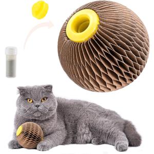 AREIIA Catnip Ball Toy for Cats Catnip Refillable Scratcher Ball Kitty's Faithful Playmate Reduce Obesity and Loneliness CSB01BR