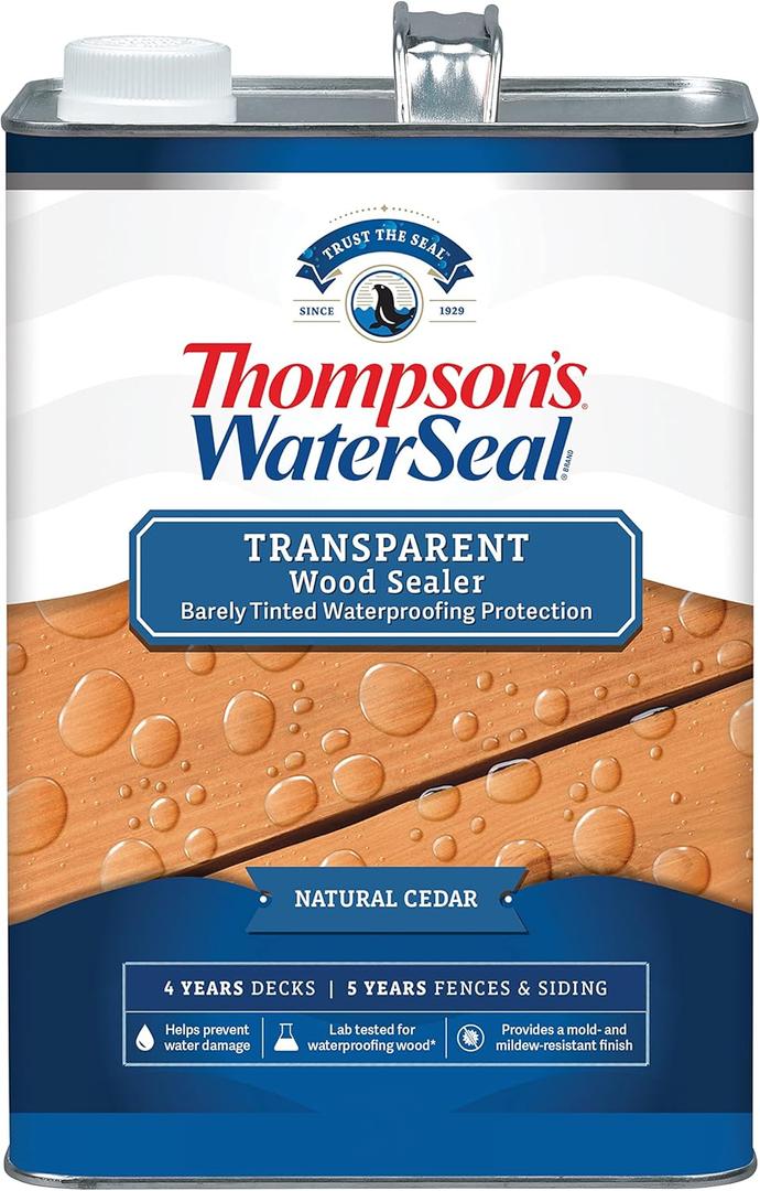 Thompsons WaterSeal Transparent Waterproofing Wood Stain and Sealer, Natural Cedar, 1 Gallon