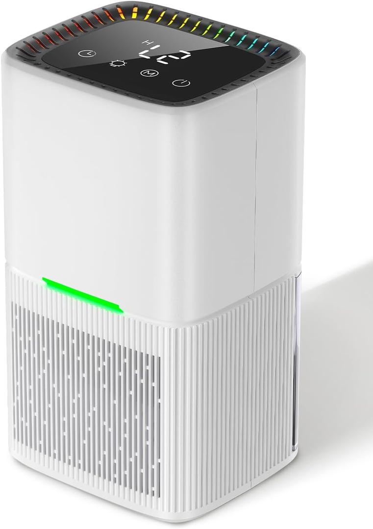 Dehumidifier, 60 OZ Water Tank, 500 sq.ft Quiet Dehumidifiers for Home Bedroom Bathroom Basement with Auto Shut Off, 7 Colors LED Light