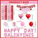 Galentines Day Decorations, Happy Galentines Day Balloons Kit with Red Pink Banner, Heart Foil Balloons, Tinsel Curtain, Latex Balloons for Girls Galentine Party Decor