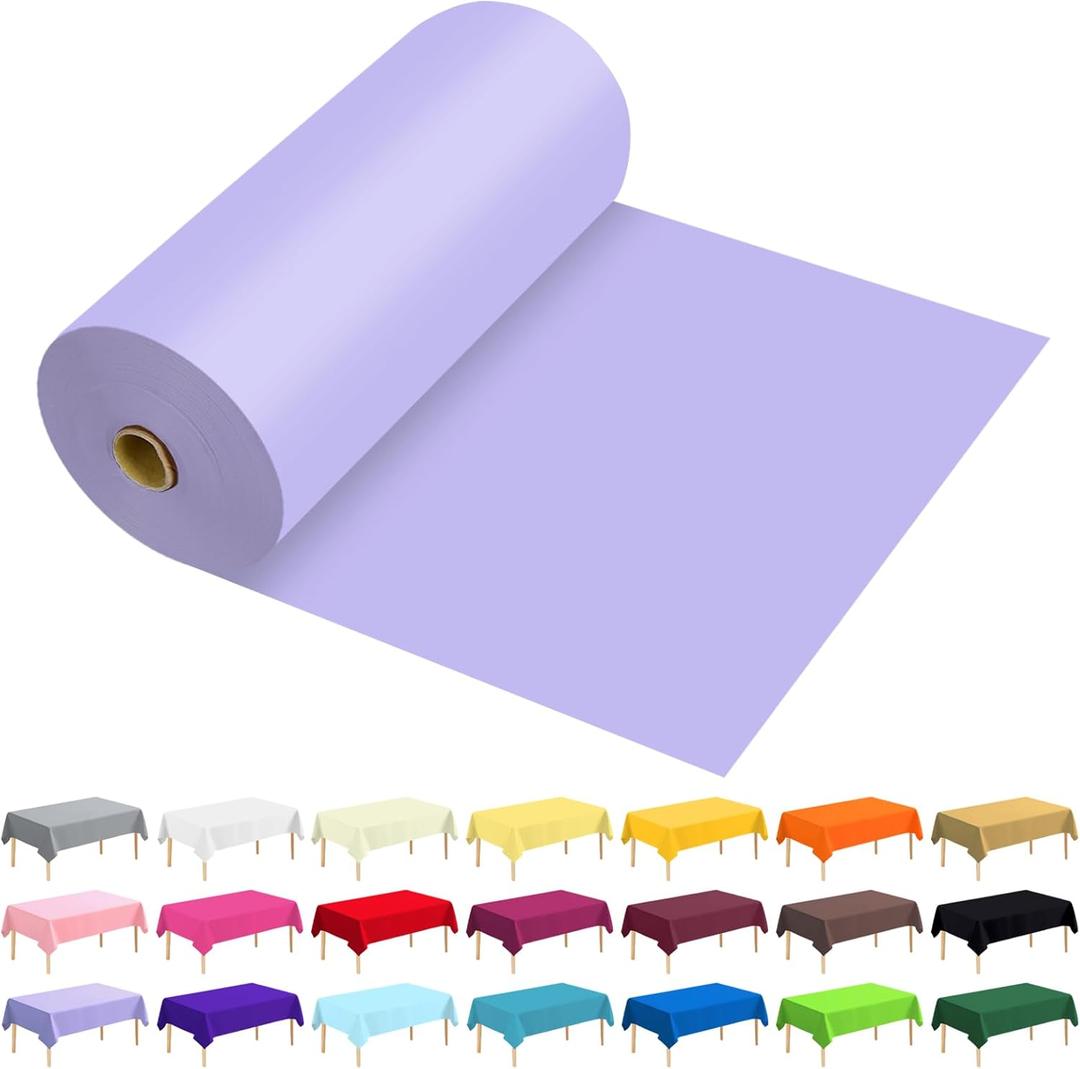 54 Inch X 300 Feet Plastic Table Cover Roll Premium Disposable Plastic Tablecloth for All Type/Shape Tables | Picnic, Party, Banquet, Birthdays, Weddings (Light Purple, 54 Inch X 300 Feet)