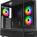 MONTECH XR-B, ATX Mid-Tower PC Gaming Case, 3x120mm ARGB PWM Fans Pre-Installed, Full-View Dual Tempered Glass Panel, Wood-Grain Design I/O Interface, 4090 GPUs, 360mm Radiator Support, Black