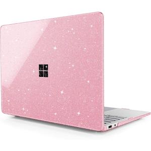 Case for Microsoft Surface Laptop 13.8 inch (Model 2036), 2024 Windows 11 Copilot+ PC, 7th Edition Touchscreen Display, Plastic Hard Shell Case with Keyboard Cover, Sparkly Pink