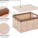 Phyllia Foldable Storage Boxes with Lids, 3-Pack Collapsible Plastic Storage Bins Organizer Containers Baskets Cub with Cover,Stackable Utility Crates Storage Box (Brown, 30L)