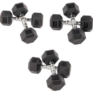 Rubber Encased Hex Dumbbell, Set Including 10, 15, 20LB Pairs