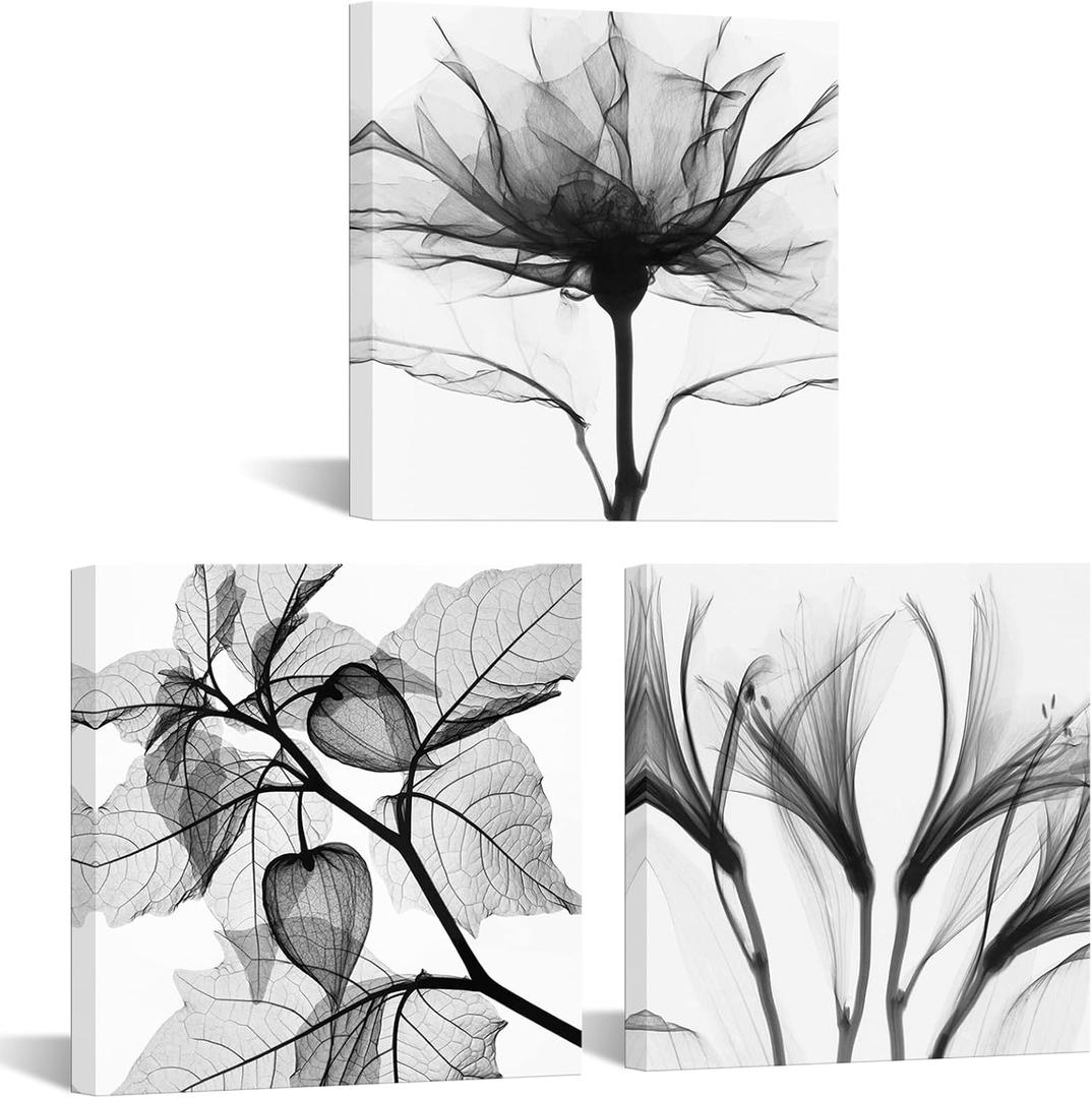 Visual Art Flowers Painting Canvas Prints Wall Decor Black and White Framed and Stretched Images Picture Prints Home Decor Wall Art