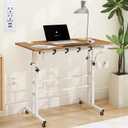 SIDUCAL Mobile Stand Up Desk with USB Ports and Outlets, Adjustable Laptop Desk on Wheels, Home Office Workstation, Rolling Laptop Cart for Standing or Sitting, 31.5" x 23.6" Vintage Oak (Enlarged)