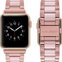Wearlizer Rose Pink Compatible with Apple Watch Band 38/40/41/42mm Womens Replacement, Stainless Steel Strap Fashion Resin Wristband Sleek Metal iWatch Series 11 10 9 8 7 6 5 4 3 SE/Ultra 3 2 1