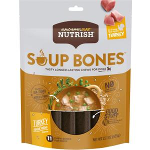Rachael Ray Nutrish Soup Bones With Real Turkey & Rice, 11 Dog Chews (1.44 Pound (Pack of 1)) BB Date: 05/09/26