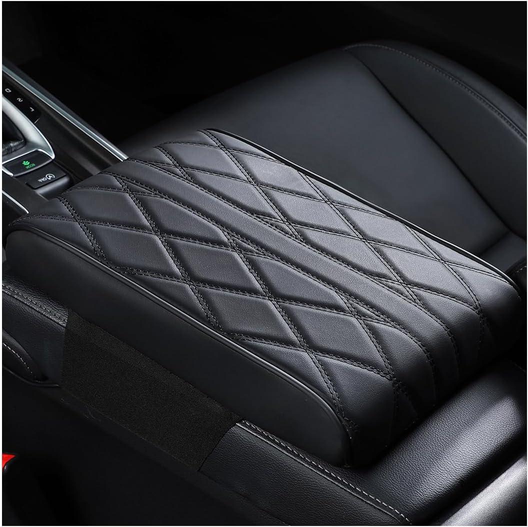 Car Armrest Cover, Auto Leather Waterproof Center Middle Console Cover Pad, Vehicle Memory Foam Armrest Seat Box Cushion Protector, Universal for SUV, Truck, RV and More (Black)