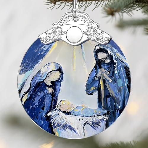 Nativity & Christian Christmas Ornaments: Christmas Tree Decorations, Faith-Filled Holiday Decor, Stocking Stuffers, Gift Ideas, Xmas Gift, Gifts for Christians & Gifts for Religious People 2 Pack