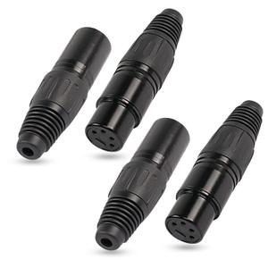 XMSJSIY 4 Pin XLR Female Plugs Connectors, 4 Pin XLR-F Plug Audio Mic Microphone Connector, XLR Cable Ends Replacement F-Plug Audio Socket-4PCS