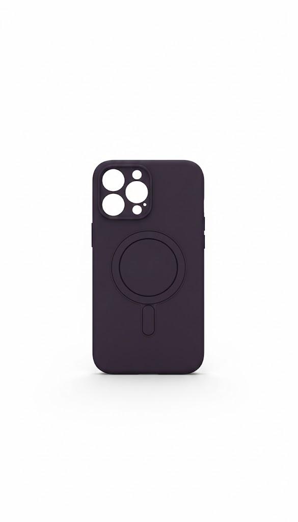 for iPhone 17 Pro Max Silicone Case with Magnetic Stand (Matte Dark Purple)