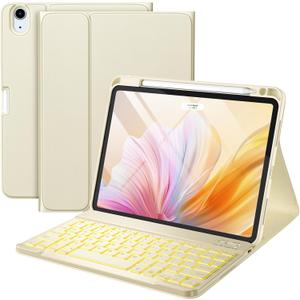 Harvopu Compatible for iPad Air 11-inch/ 10.9" Air 5th 4th Generation Case with Keyboard - Backlit Detachable, Folio Cover with Pencil Holder for iPad Air 11 Inch M3/ M2, Air 5/ Air 4 (Starlight)