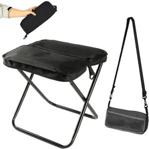 Portable Folding Stool 2-in-1 Camping Chair with Sling Bag Lightweight 12inch 264lbs Load Collapsible Stool Seat for Adults Outdoor Camping Fishing Hiking BBQ Travel RestBlack