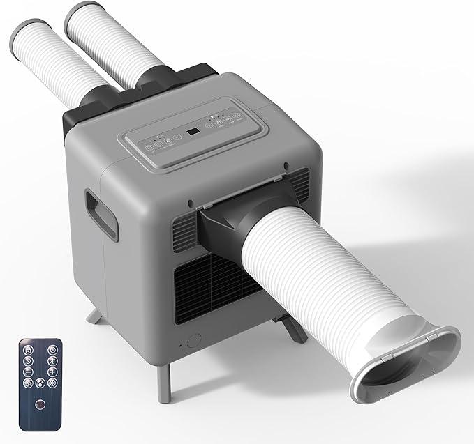 Tent Air Conditioner - Portable Air Conditioner 3300BTU, Compact Air Cooler AC Unit Fast Cooling, 24 Hours Timer, Safety Lock, 3 Modes for Tent, Camping, RV, Truck, Outdoor, Indoor (White)