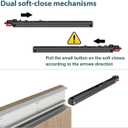 DIYHD 38" Concealed Sliding Barn Door Hardware with Soft Close Mechanism, No Floor Track, Fit Openning Width 30"~34", Supports Up to 176 lb, Hidden Wall Mount System (Door Not Included)