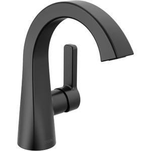 Delta Lineax Matte Black Bathroom Faucet 1 Hole, Single Hole Bathroom Sink Faucet for Vanity, Metal Push-Pop Drain Assembly, Matte Black 562SH-BLMPU-DST