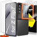Milomdoi 9 in 1 Screen Protector for Samsung Galaxy Z Flip 7, 3 Inside Flexible Film + 3 Front Tempered Glass + 3 Camera Lens Protector Accessories with Installation Frame,Clear