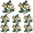 Yilloog 8 Sets Christmas Candle Rings Wreaths Berry Pinecone Yellow Poinsettia Wreaths Rings Xmas Mini Candle Holders for Christmas Centerpiece Wedding (Trendy)