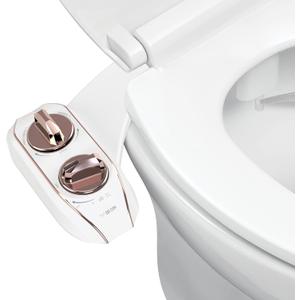 LUXE Bidet NEO 185 Plus - Patented Bidet Attachment for Toilet Seat, Innovative Hinges to Clean, Slide-in Easy Install, Advanced 360 Self-Clean, Dual Nozzles, Feminine & Rear Wash (Rose Gold)