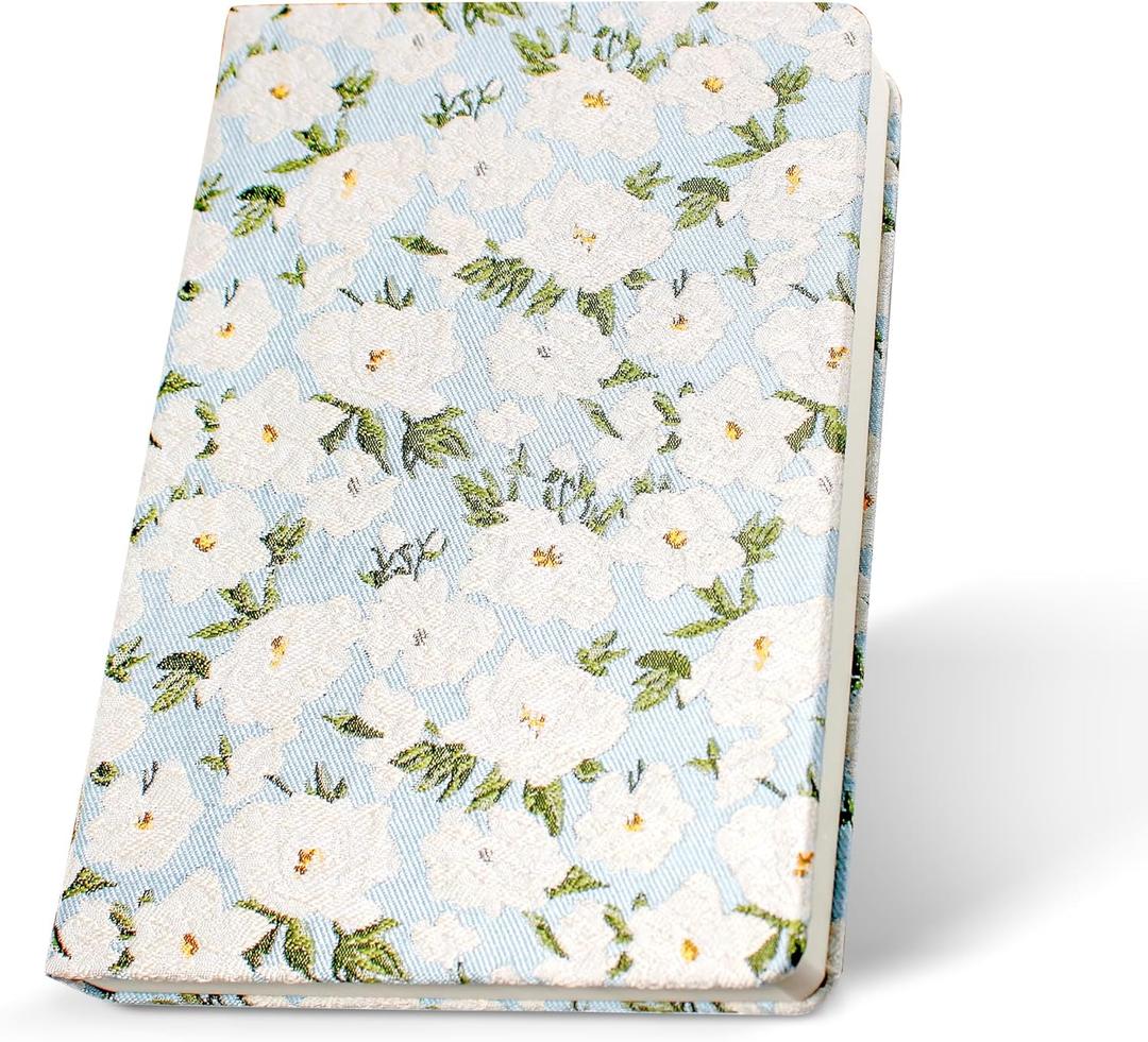 A5 Fabric-Bound Notebook  200 Pages, 120GSM, Embossed Texture, Comfortable Cover, No Ink Bleed (numerous flower)