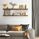BAYKA Floating Shelves, 48 inches Long Wall Mounted Rustic Wood Shelves for Bathroom, Bedroom, Living Room, Kitchen, Office, Hanging Shelf for Books/Storage/Decor(Rustic Brown,Set of 2)