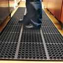 Commercial Rubber Floor Mats 3FT x 5FT Anti-Fatigue Rubber Matting with Drainage Holes Heavy Duty Doormat for Restaurant Industrial Garden Bar Bathroom Indoor Outdoor Wet Area