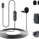 Lapel Microphone Compatible with iPhone, Professional External Lavalier Microphone Audio Video Recording, can be Used for YouTube, Interview, Conference (19.6ft)