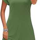 PLOKNRD Women's Casual Dress Summer Short Sleeve T-Shirt Dress Crew Neck Basic Dresses 2025, XL
