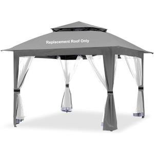 Grey Gazebo Cover Compatible with COOS Bay 11x11,CoolSpot 11'x11', Eagle Peak 11x11ft,Joyside 11x11FT (Gray)