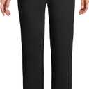 Lands' End Women's Relaxed Fit Sport Knit High Rise Pants - Soft Cotton Pull-On with Elastic Waist (Medium, Black)