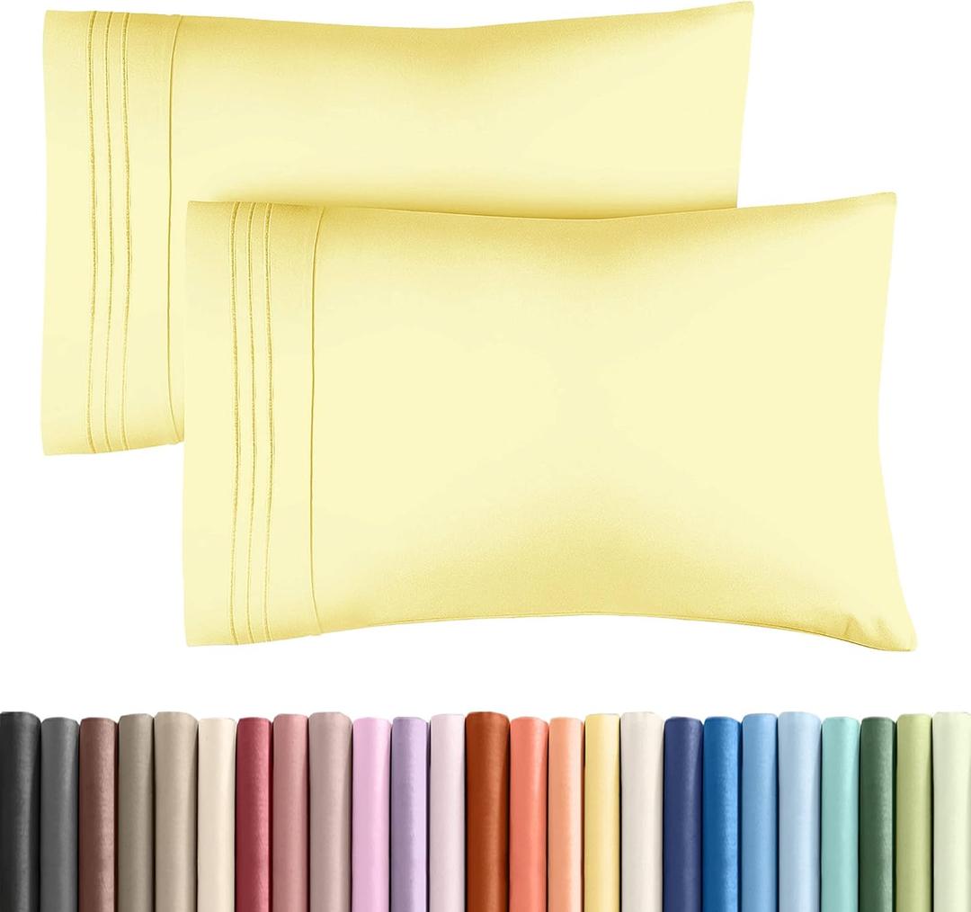 Queen Pillow Cases Set of 2 - Ultra Soft Hotel Quality Pillowcase Covers - Comfy, Cozy & Wrinkle Free - Shrinkage, Stain and Fade Resistant - Machine Washable Pillow Protectors - 2 Piece Set - Yellow