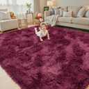 8x10 Area Rugs for Living Room Bedroom, Large Area Rug Shaggy Carpet Soft Plush Furry Bedside Rug, Rugs for Home Decor (Burgundy, 8 x 10)