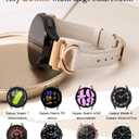 Minyee Leather Band Compatible with Samsung Galaxy Watch 7/6/5/4/FE/Active 2 40mm 44mm/Watch 6 Classic 43mm 47mm/Watch 5 Pro 45mm Bands, 20mm Slim Dressy Leather Strap with C-Shape Metal Buckle Women