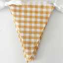 16 Meters 52ft Yellow White Cotton Checkered Banner Double Sided Fabric Gingham Pennant Bunting Triangle Flags Party Decoration for Picnic Birthday Carnival
