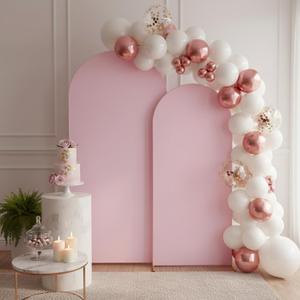 Arch Backdrop Cover 2 Pack - 6FT & 7.2FT, Wrinkle-Free Backdrop Cover with Zipper, Reusable Arches Cover for Balloon Party Birthday Baby Shower Wedding Decoration (Pink)