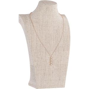 Necklace Bust Display Stand, Necklace Holder, Pendant Chain Necklace Organizer for Women (Yellow Linen, L 1PCS) 11.4in