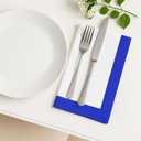 PurpleEssences Blue and White Cloth Napkins - 18x18 Set of 6-100% Cotton Elegant Hemstitch Dinner Napkins with 1" Solid Edges, Durable, Washable - Fall Thanksgiving Table Dcor
