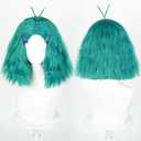 Women's Short curly cute Wig, Costume for Helloween party (Cyan)