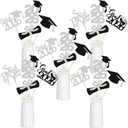 2 x 24Pcs 2026 Graduation Table Centerpieces Silver and Black, Graduation Centerpieces for Tables 2026 Silver Graduation Centerpiece Sticks for 2026 Graduation Party Table Decorations Silver