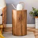 Rustic Brown Small Coffee Table Modern Drum-Shape Bedside Table Nightstand for Bedroom Living Room Round Wood Side End Table Beside Sofa Couch -Fully Assembled (12 x 12 x 19.7 H)