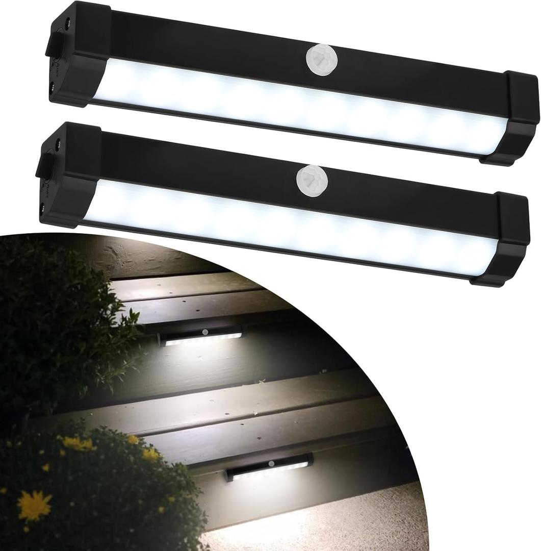 Motion Activated RV Step Lights, IP65 Waterproof Battery Operated Motorhome LED Light Strip Magnetic RV Night Light Bar for Motorhome, Trailers, Camper (2 Pack of White Light)