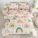 MWMWMW 5 Pcs Rainbow Comforter Set Full, Girls Bedding Sets Full, Colorful Rainbow Bedding Sets for Kids with 1 Comforter, 1 Flat Sheet, 1 Fitted Sheet and 2 Pillowcases