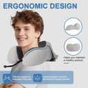Travel Neck Pillow with 100% Light-Blocking Hood Ergonomic Memory Foam Support Pillow for Airplane, Long Flights, Road Trips, Office and Car, Full Head and Neck Support with Skin-Friendly Cover