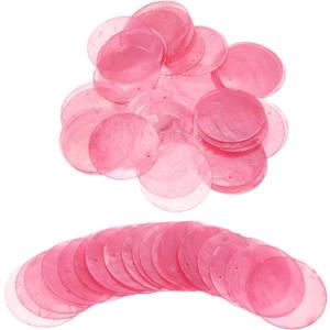 uxcell 100Pcs Capiz Shells, 5cm/1.97" Round Natural Shells with 2 Holes for Seashell Wind Chimes Curtain Shell Garland DIY Craft Wedding Home Decoration, Pink