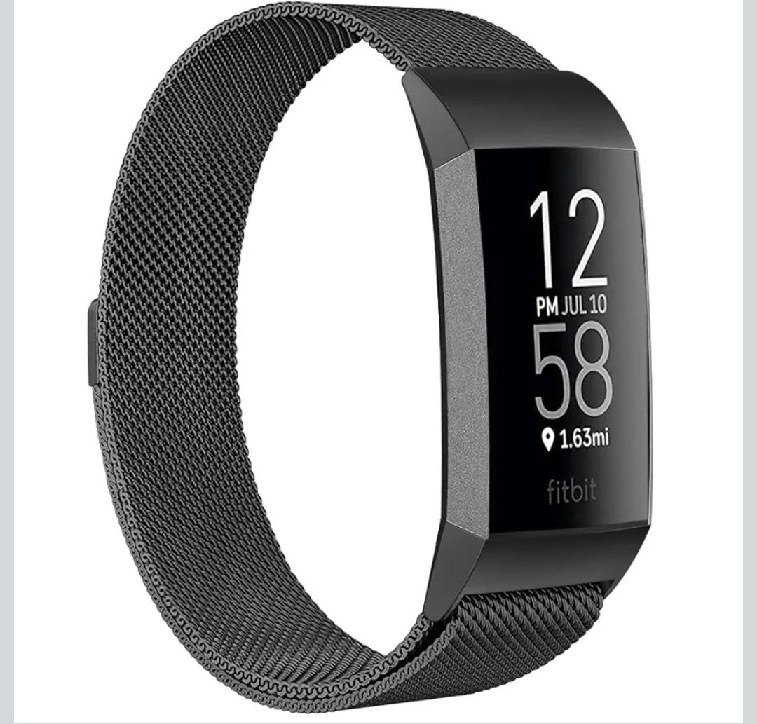 ZWGKKYGYH Compatible with Fitbit Charge 3 and Charge 4 Bands for Men Women, Stainless Steel Metal Mesh Band Magnetic Strap Replacement for Charge 4/Charge 4SE/Charge 3/Charge 3SE, Large Space Gray, 6.5"-9.7",  Black 