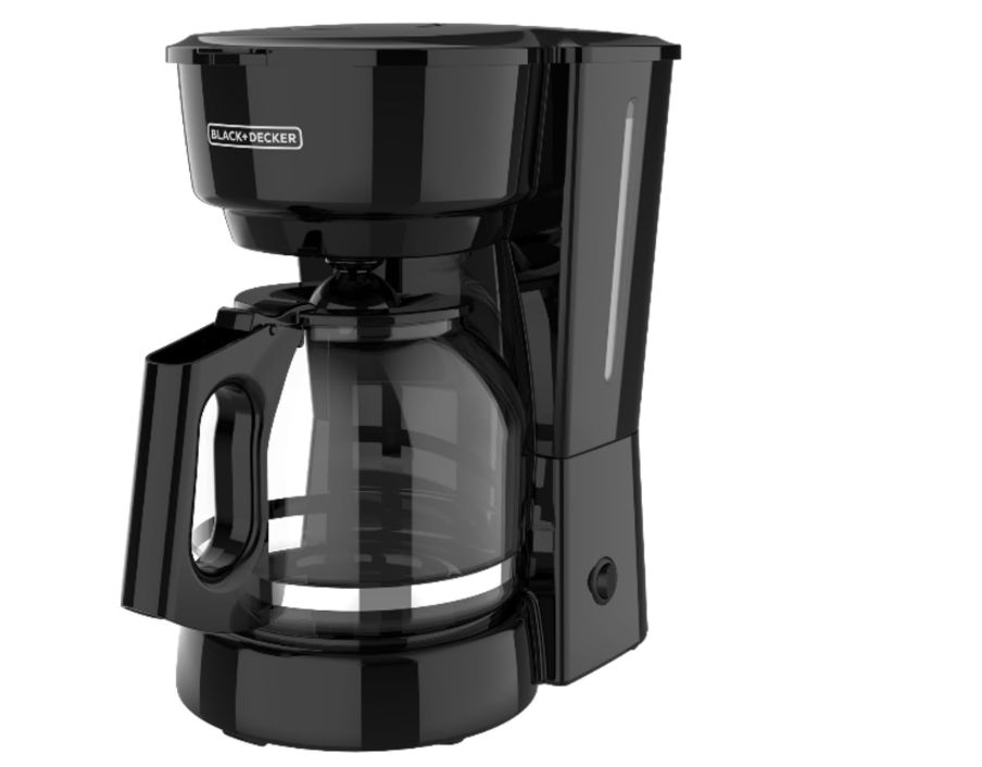 BLACK+DECKER 12-Cup Coffee Maker with Easy On/Off Switch, Easy Pour, Non-Drip Carafe with Removable Filter Basket, Vortex Technology, Black